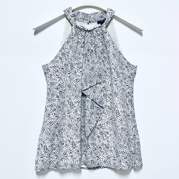 Ann Taylor Silk Ruffle Front Halter Polka Dot Blouse Top Size 2 Career Office - Picture 2 of 10